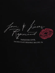 Love and kisses zip through hoodie