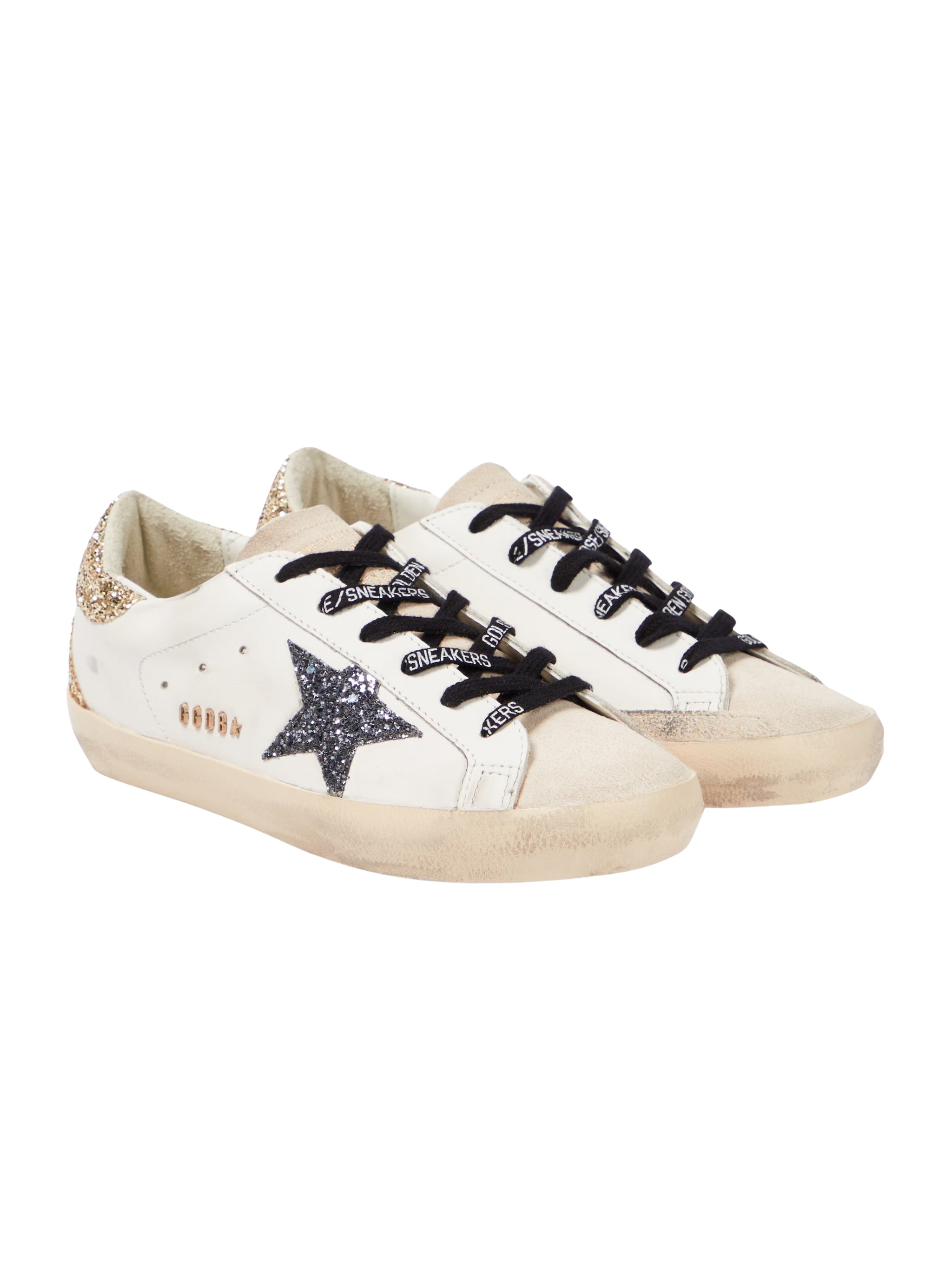 Super-star leather upper glitter star heel and spur metal lettering