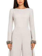 Hand embroiderd 3d flower cape jumpsuit