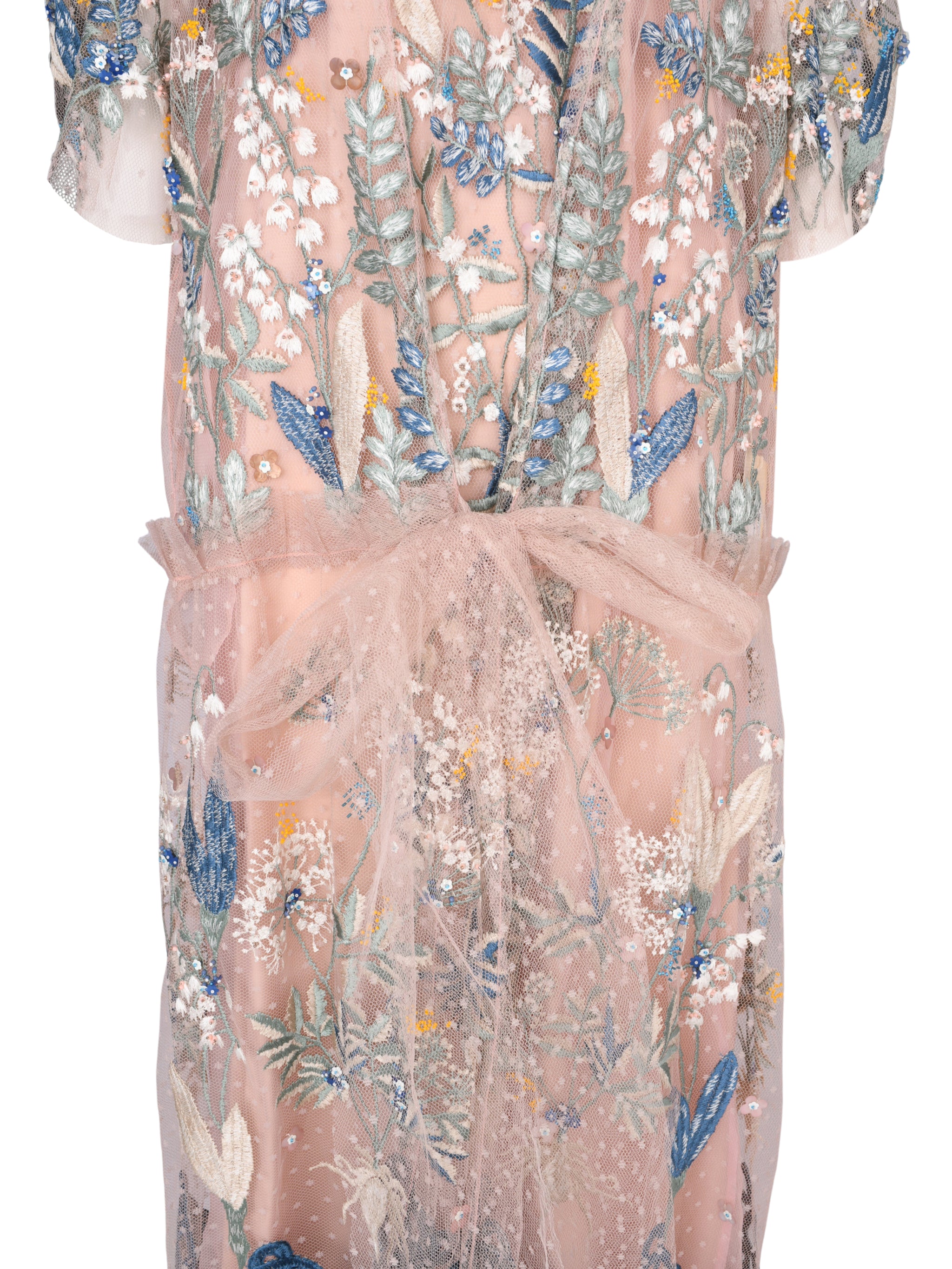 Araina embroidered tulle drop-waist mid length dress