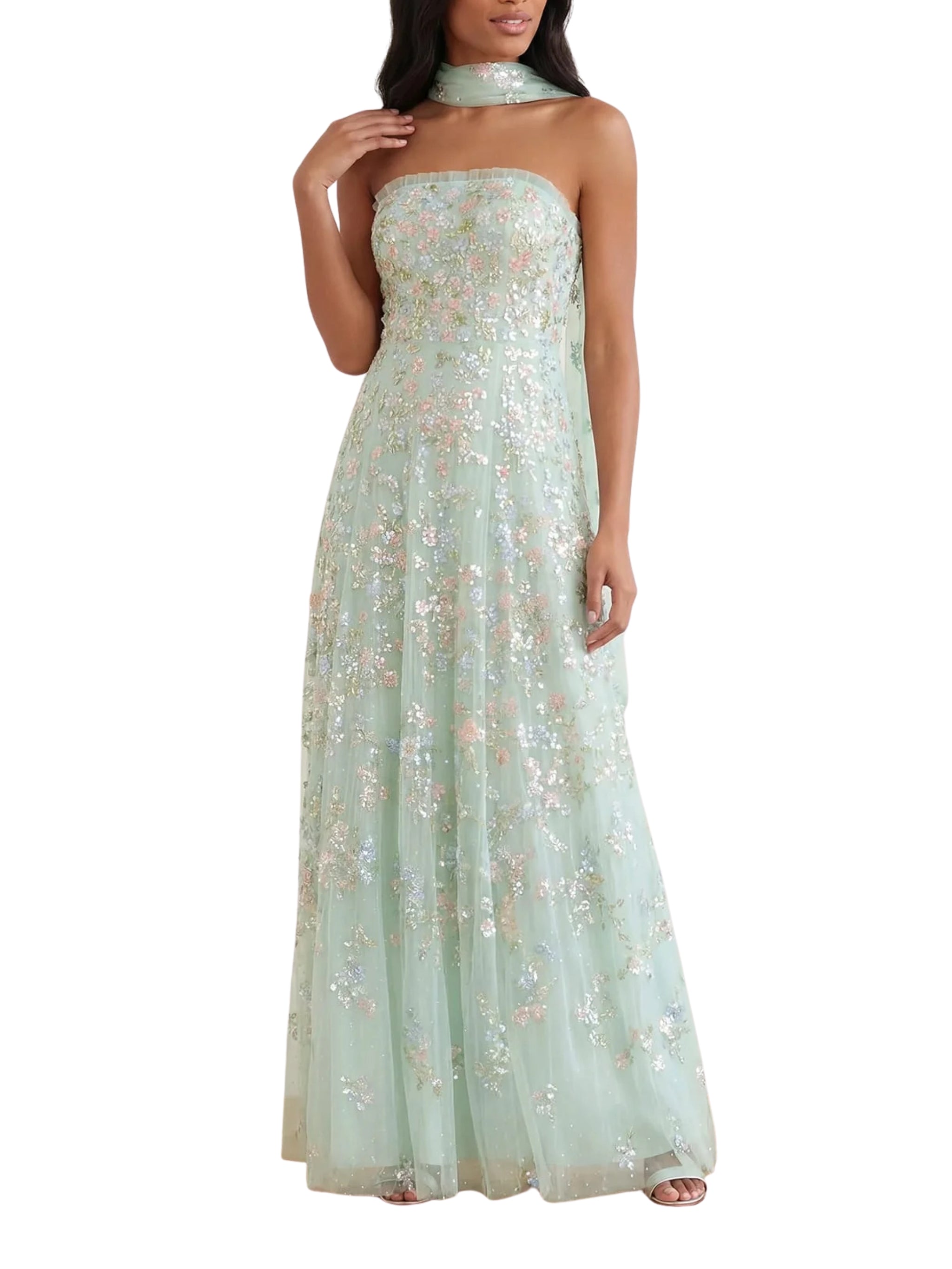 Forget-me-not strapless gown