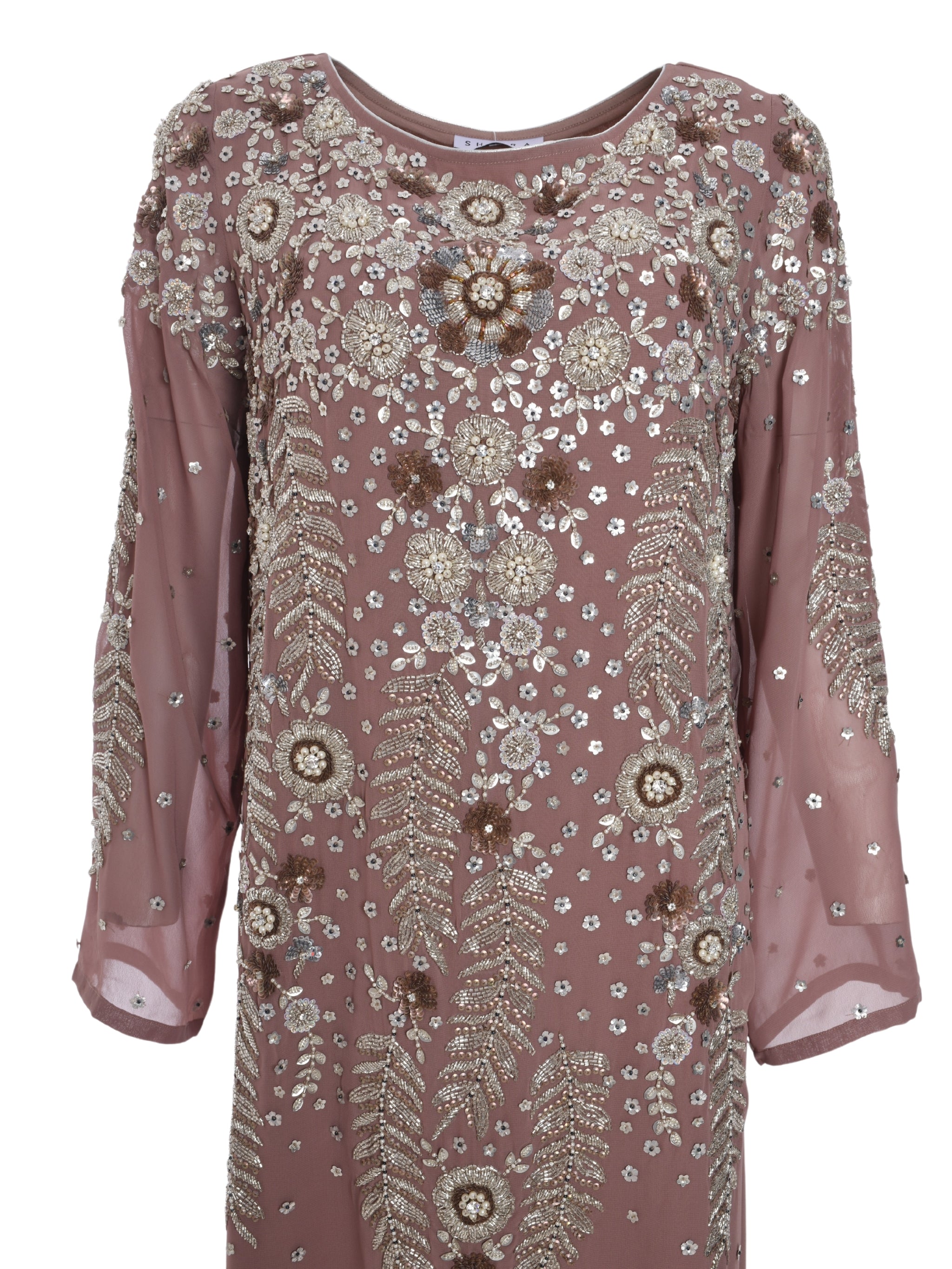 Long Sleeves Jalabiya with Luxe Sequins Embroidery & Separate Belt