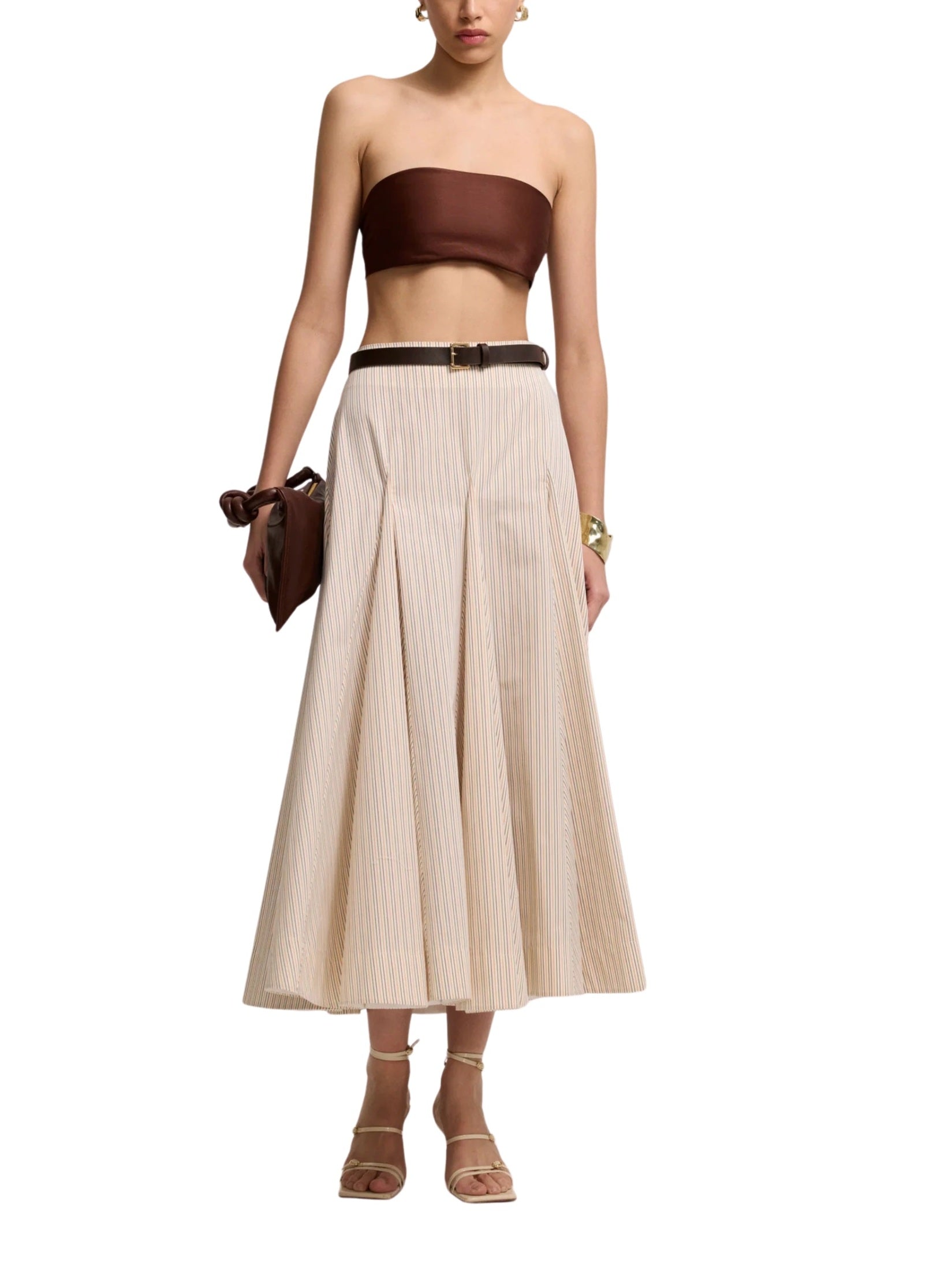 Striped cotton bell skirt