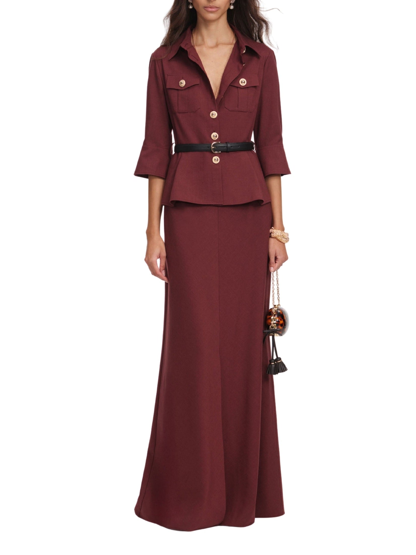 Brown twill maxi dress