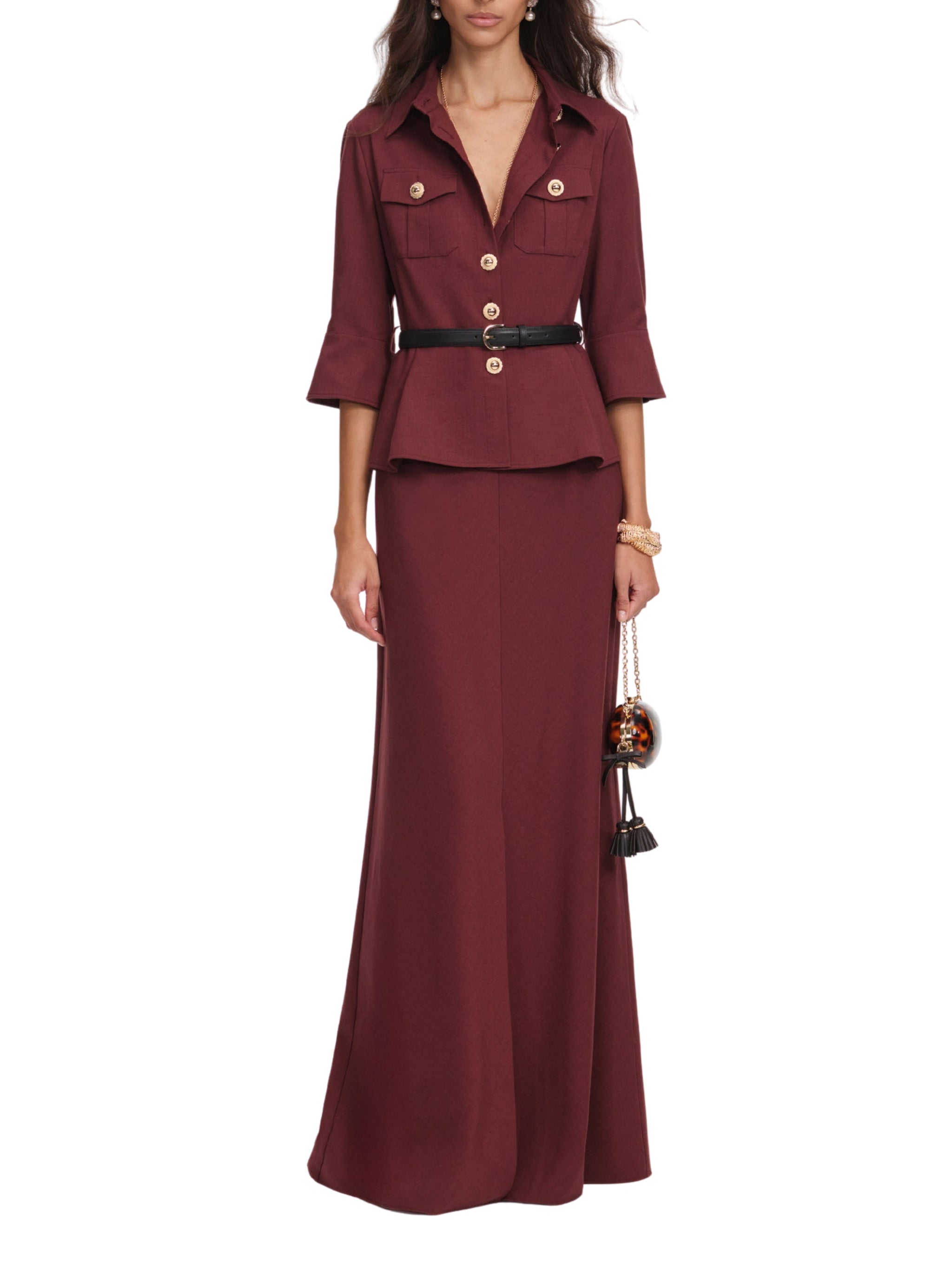 Brown twill maxi dress