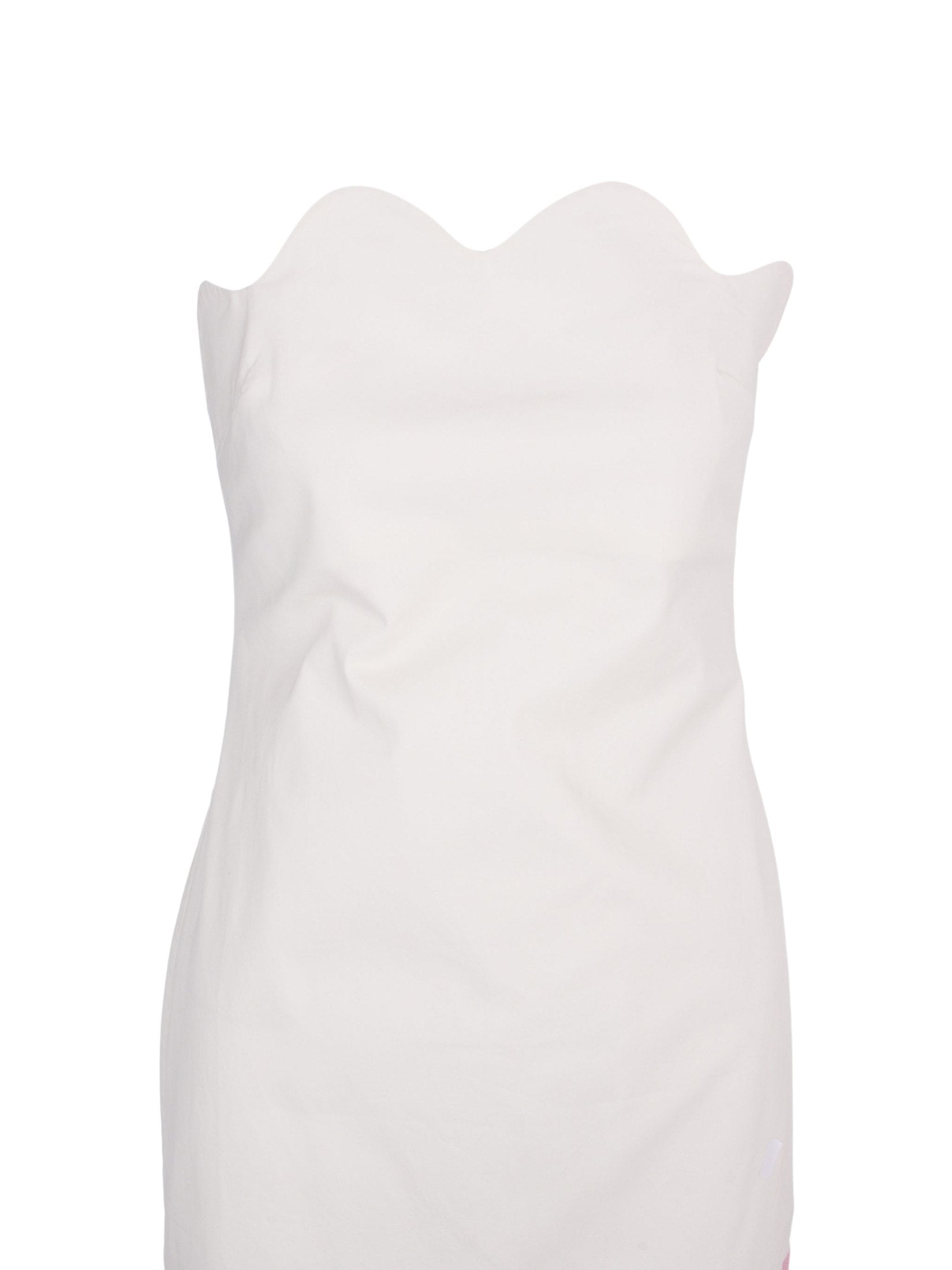 Strapless midi dress with scalloped neckline