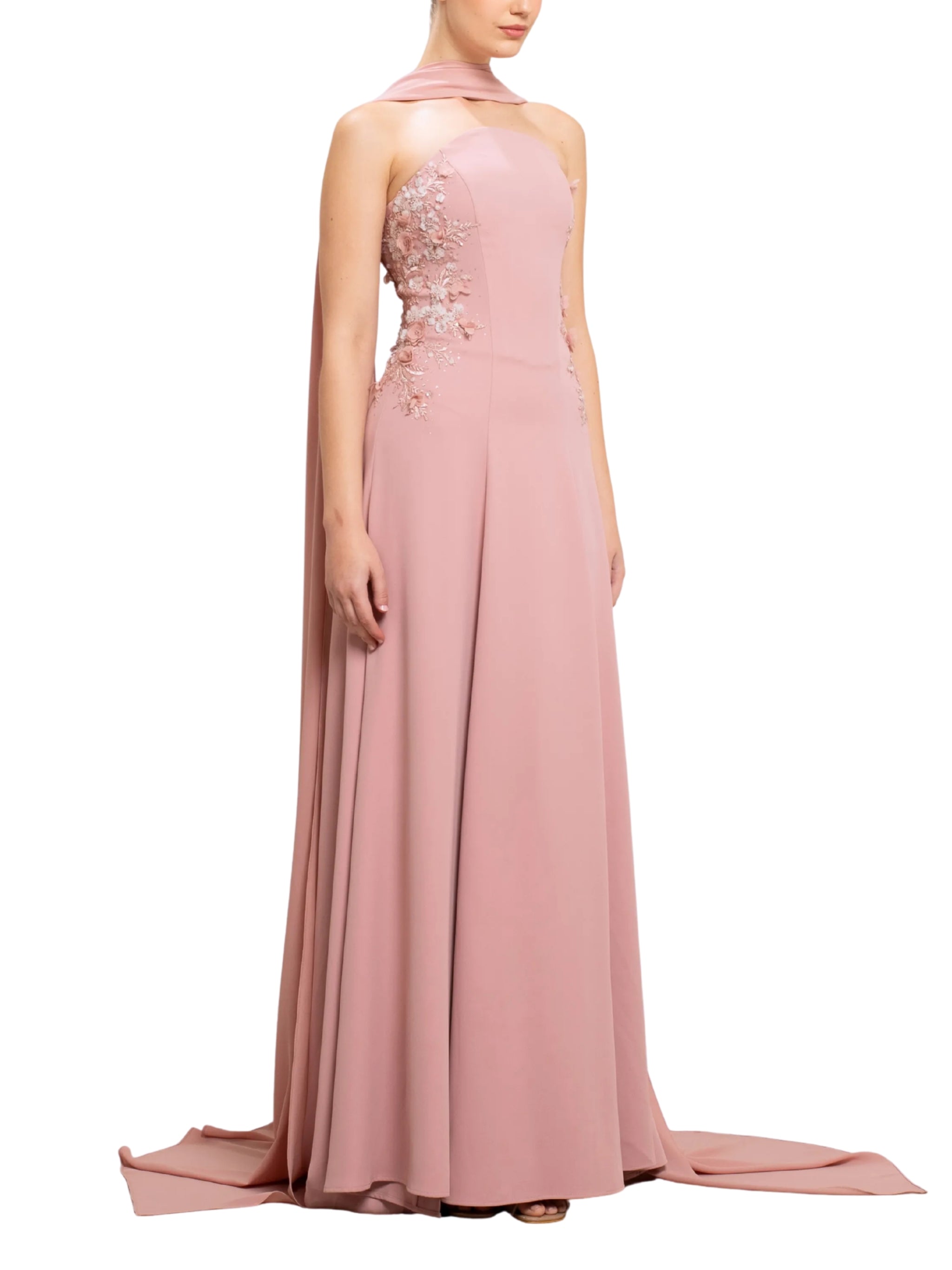 Strapless embellished long dress