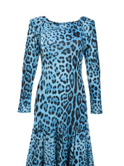 DRESS BLUE LEOPARD DRESS