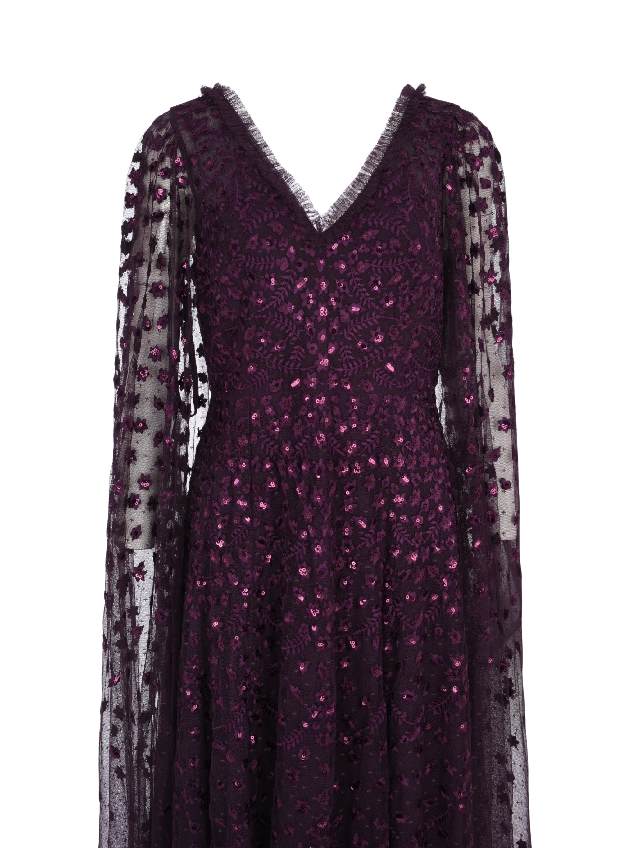 Clover cape sleeve ankle gown