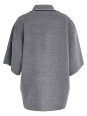 WOOL DOUBLE SHIRT JACKET WITH A JOUR EMBROIDERY