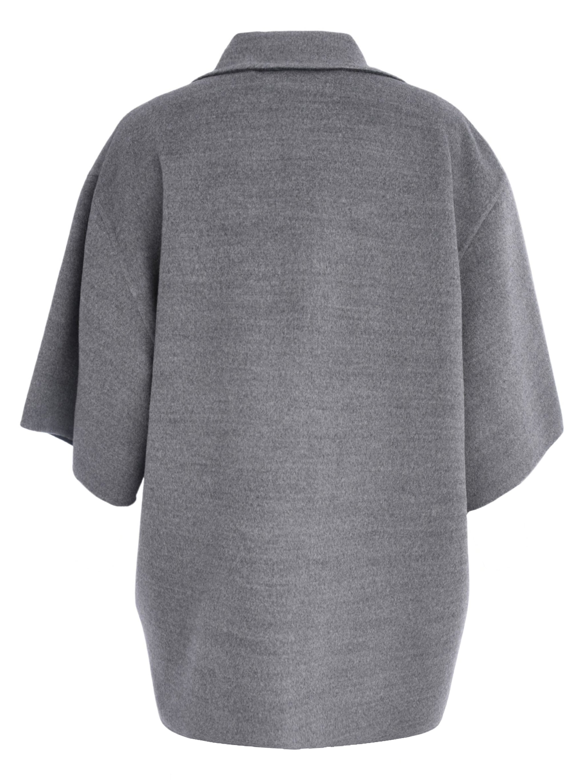 WOOL DOUBLE SHIRT JACKET WITH A JOUR EMBROIDERY