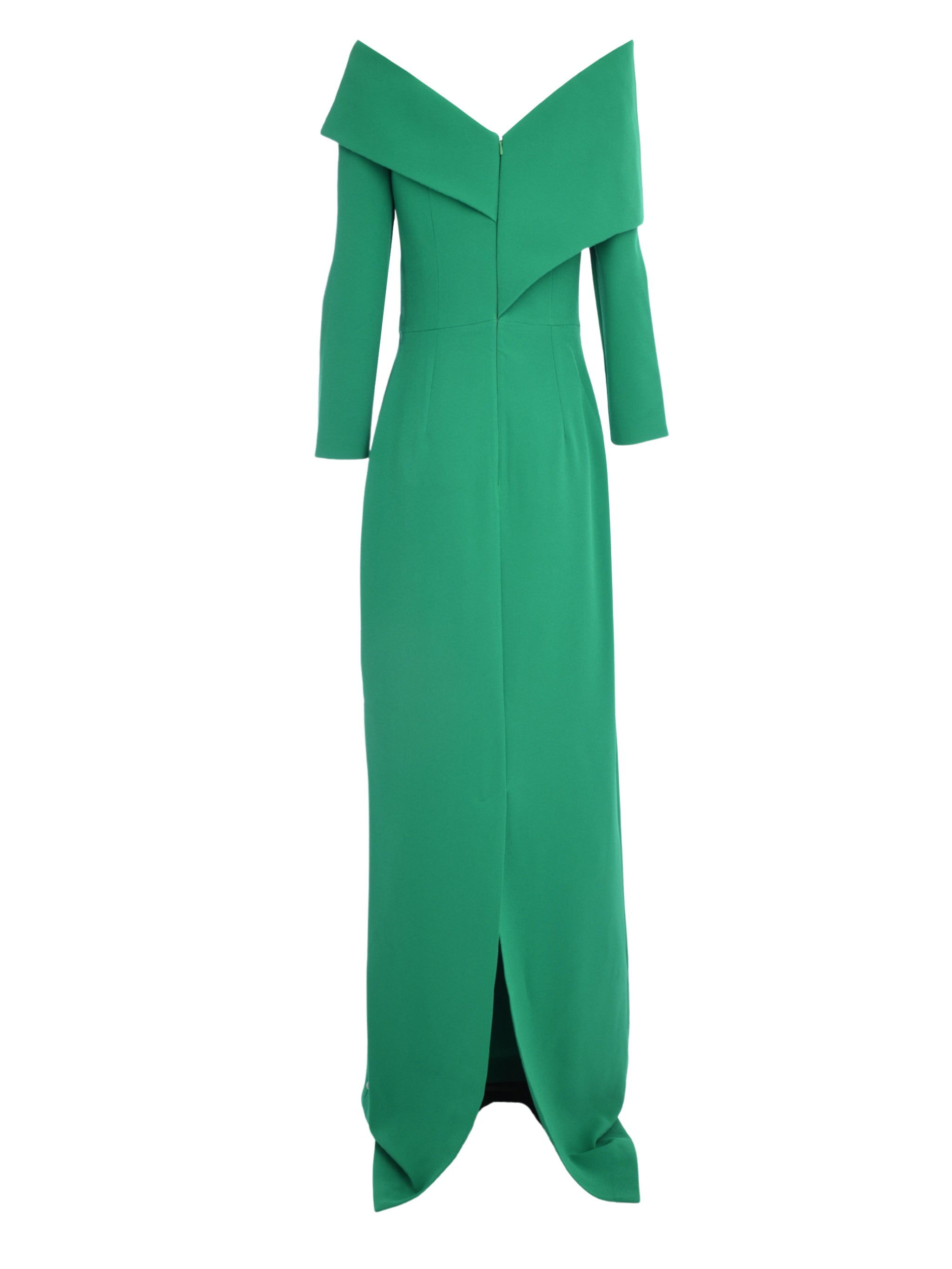 VERA LONG SLEEVE LONG DRESS WITH ASYMMETRIC DRAPE