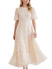 Gianna ruffle short sleeve ankle gown