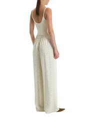 CREAM PATTERNED PALAZZO TROUSERS