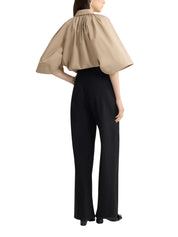 Recycled Faille Voluminous Short-Sleeved Blouse