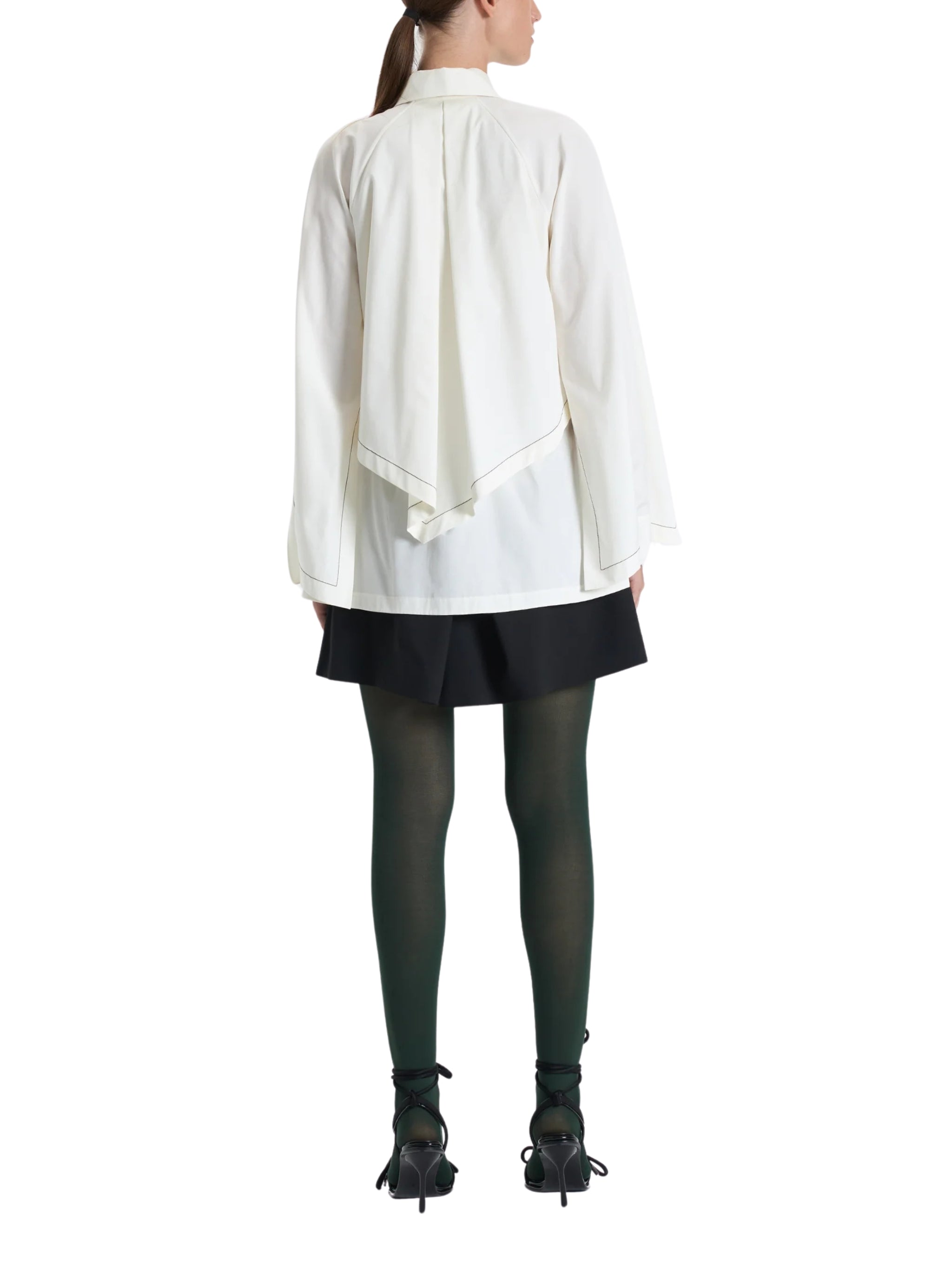 CREAM BELTED SHORT BLOUSE