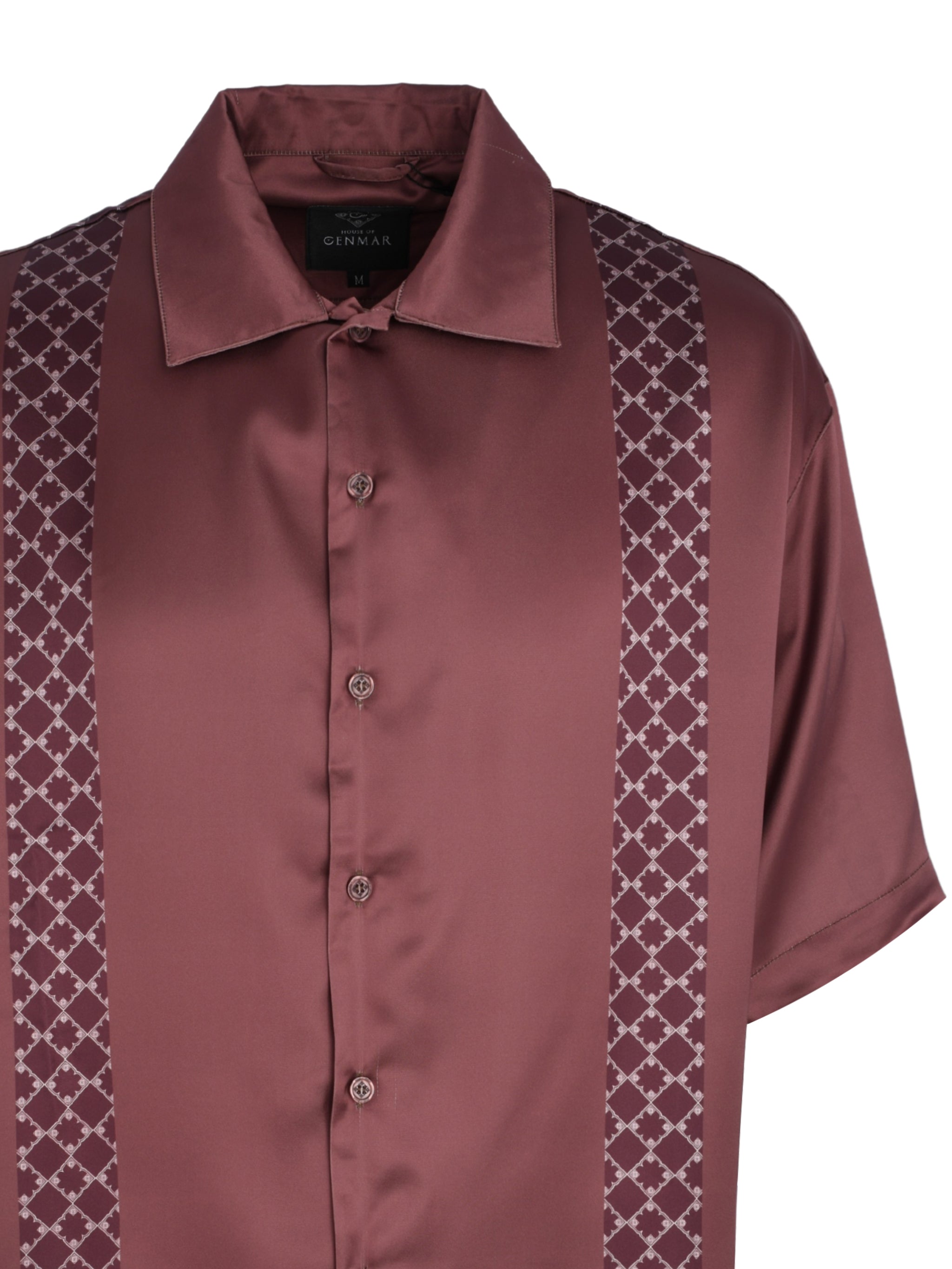 CENMAR SATIN BROWN PATTERN PRINTED SHIRT