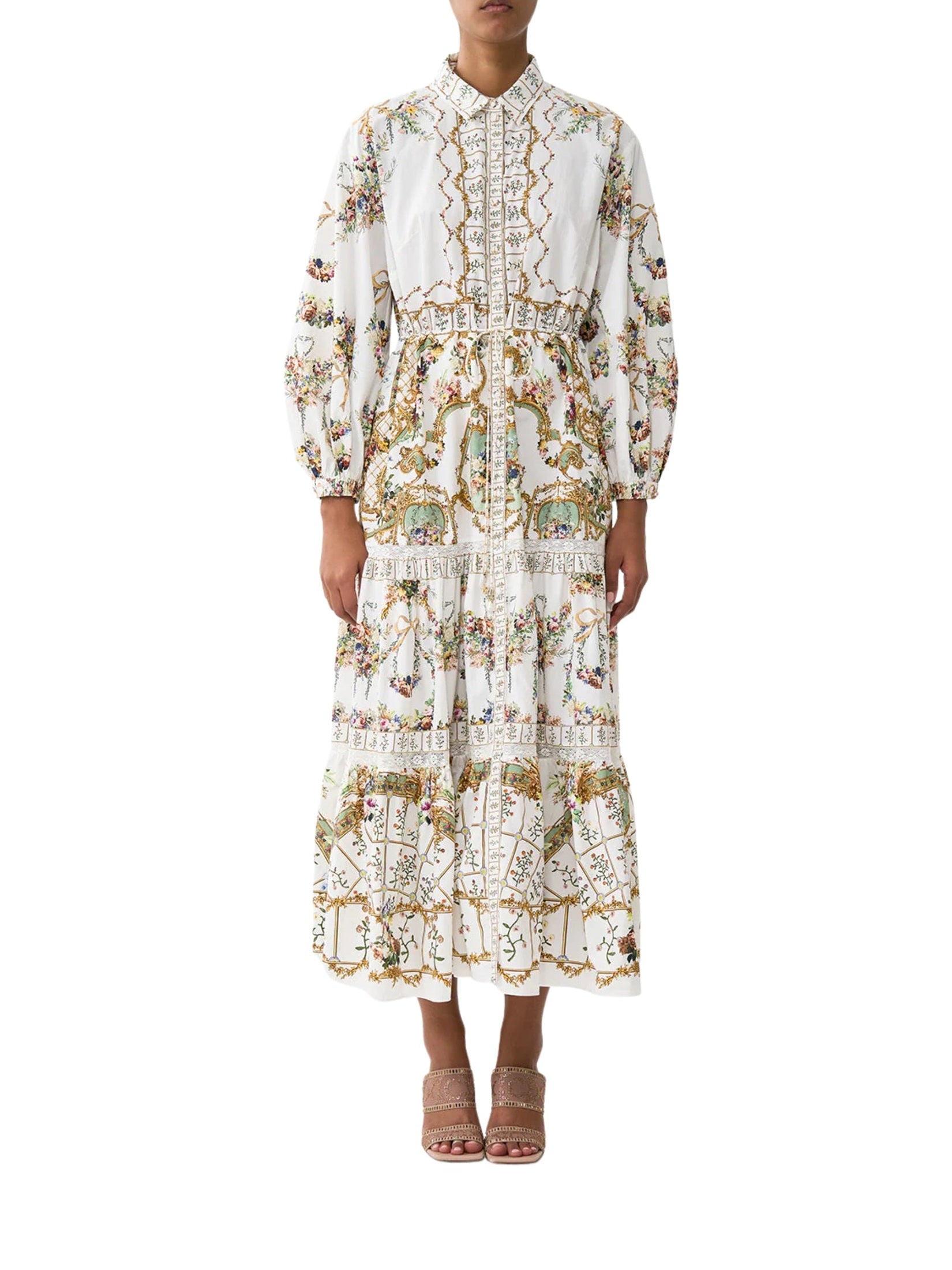 Tiered long shirt dress
