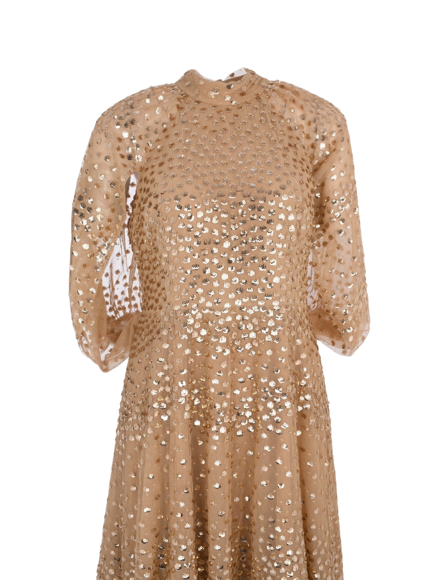 Scallop sequin cape ankle gown