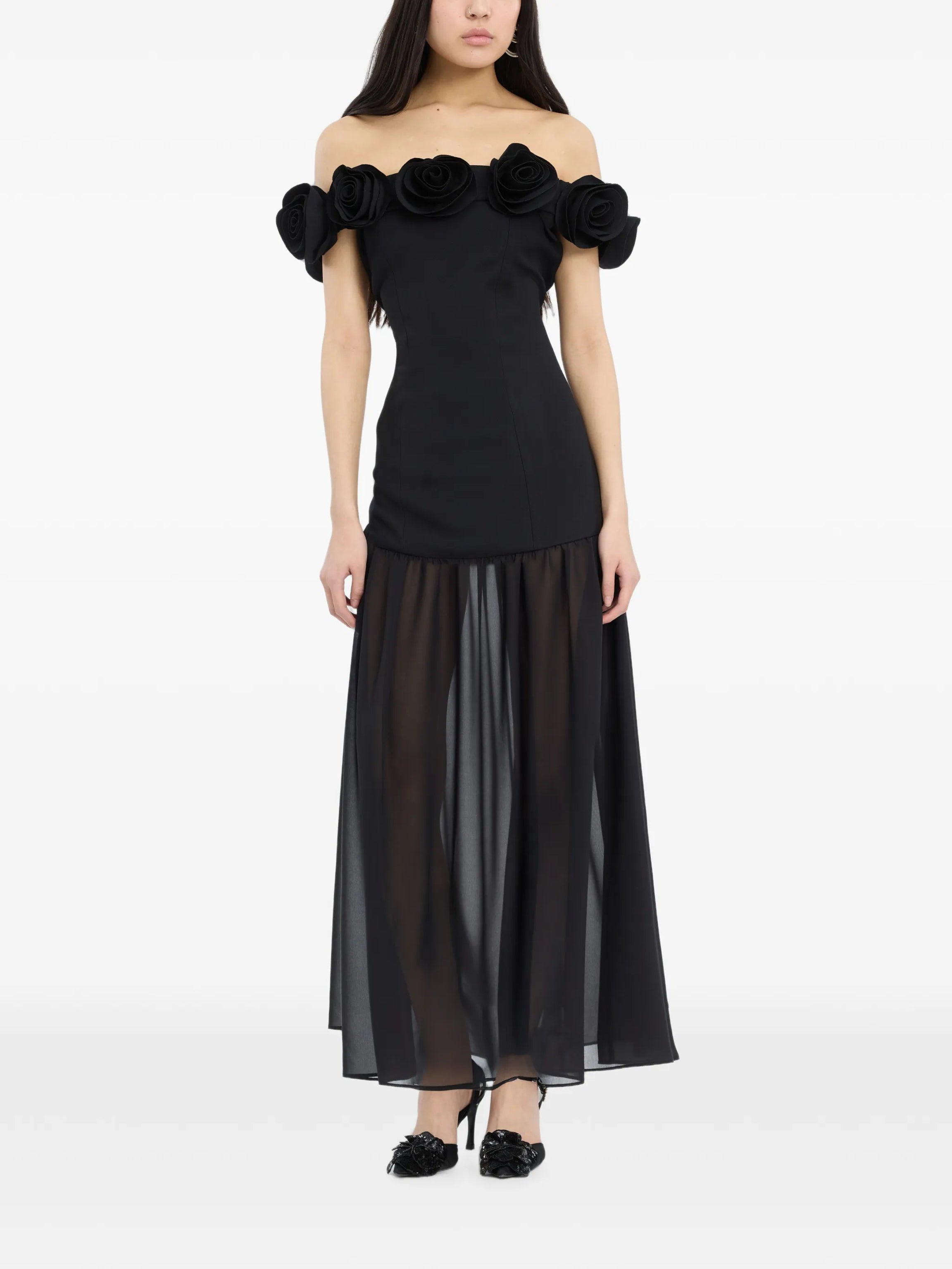 Crepe maxi flower dress