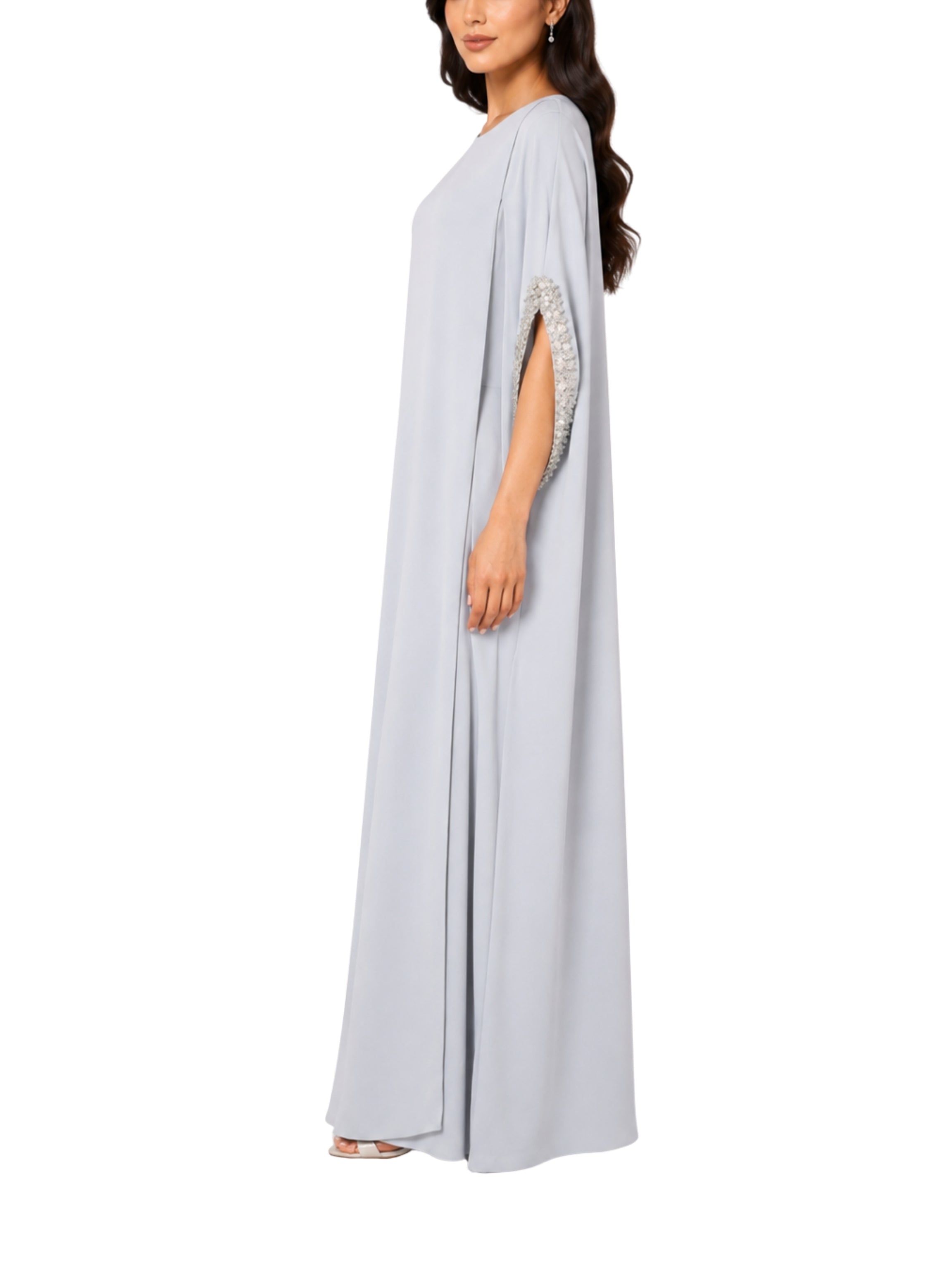 Hand embroiderd 3d flower cape jumpsuit