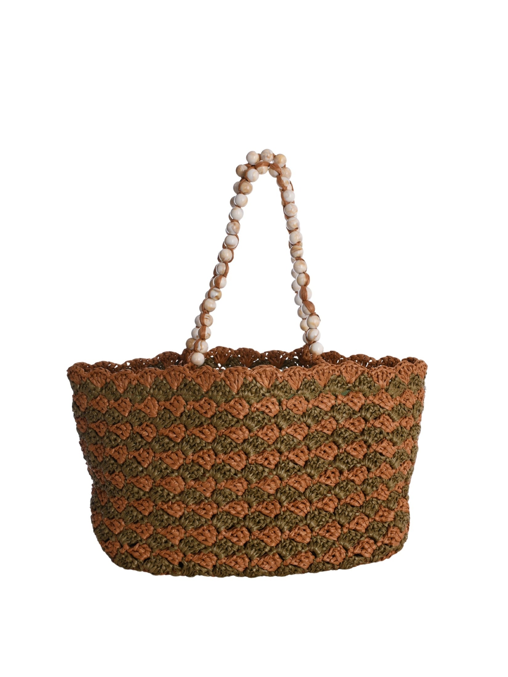 Khaki & brown capri beach bag