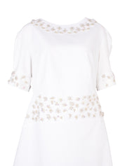 Hand embroiderd with 3d flower-bow sleeves- off shoulder-strait cut  dress