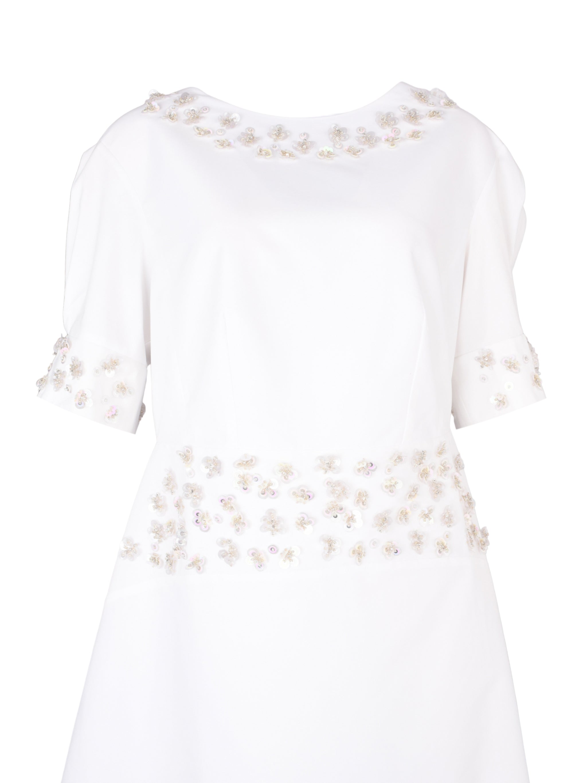 Hand embroiderd with 3d flower-bow sleeves- off shoulder-strait cut  dress