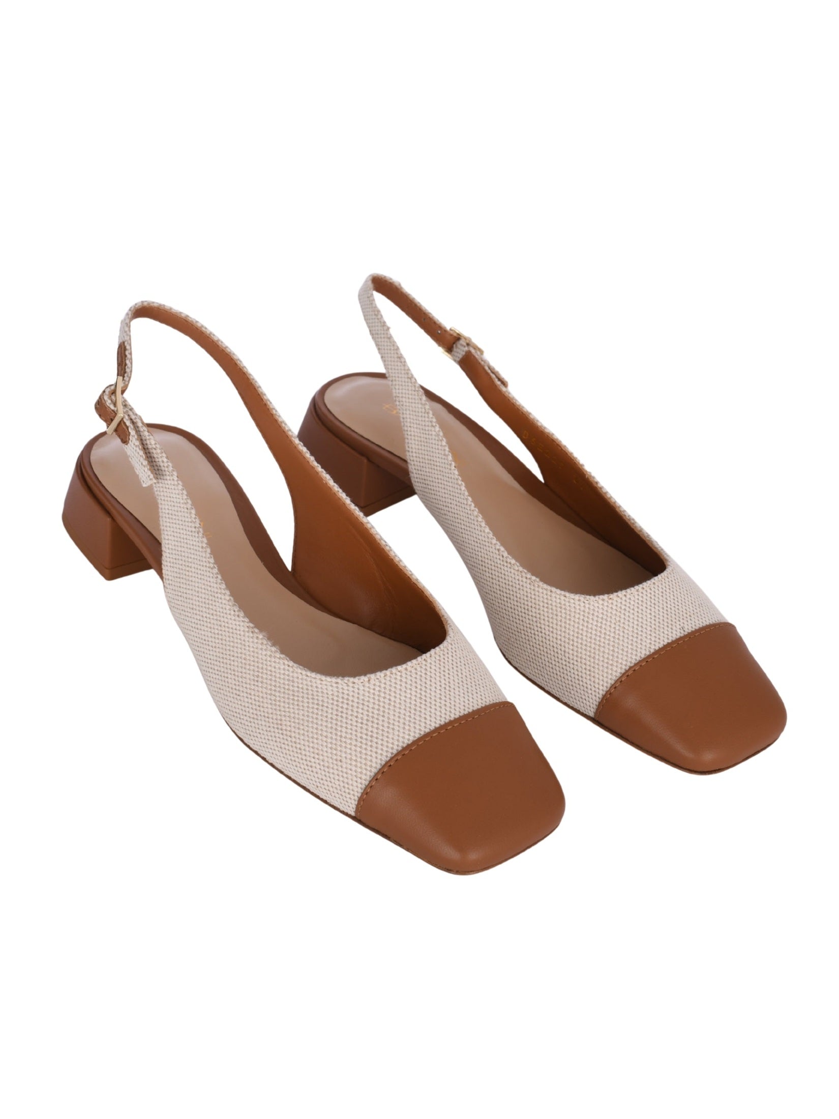 Slingback nappa & canvas tan & beige
