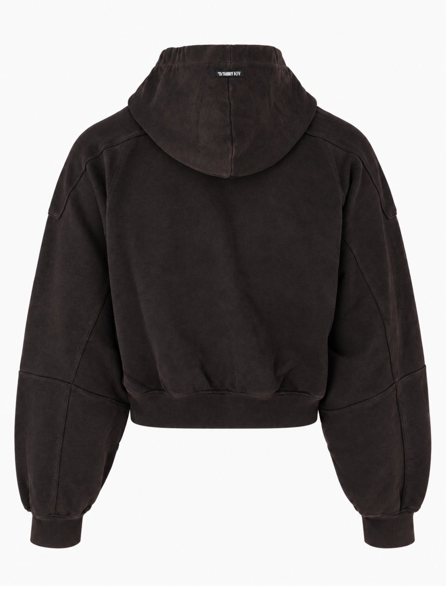 Cropped washed zip-up hoodie
