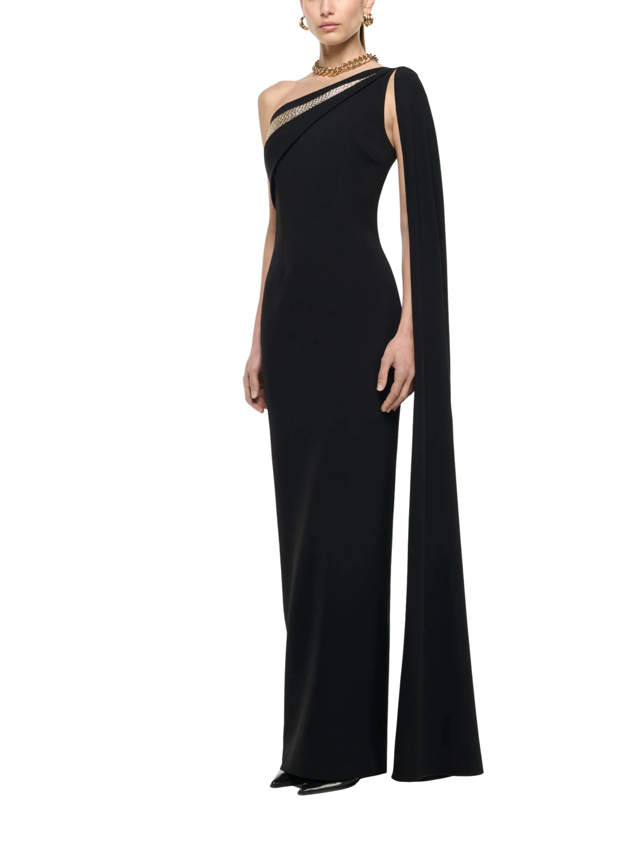 ONE SHOULDER DIAMANTE GOWN
