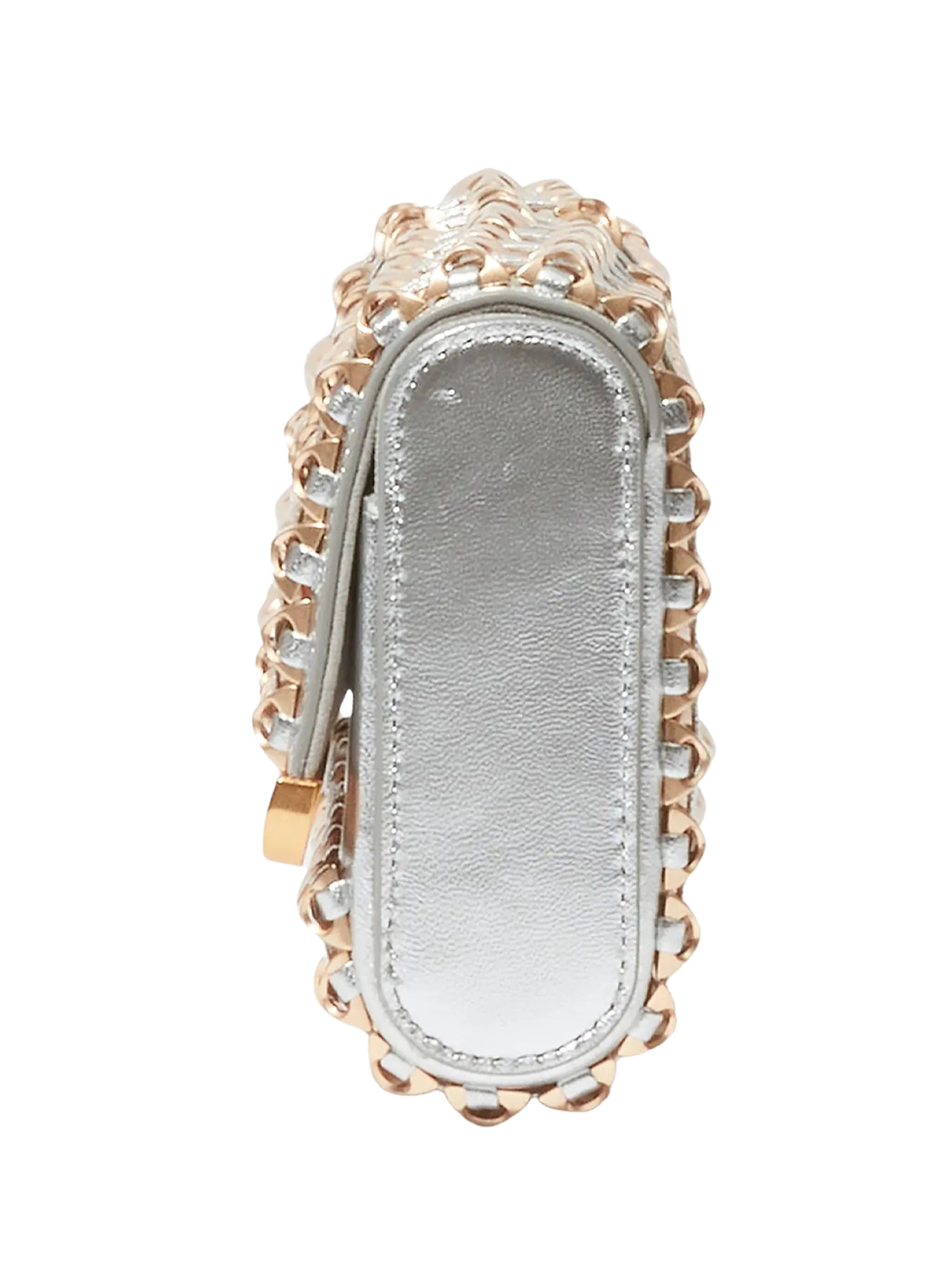 Rola beaded metallic clutch