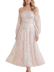 Confetti gloss off-shoulder ballerina dress