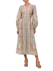 Roselight plunge midi dress