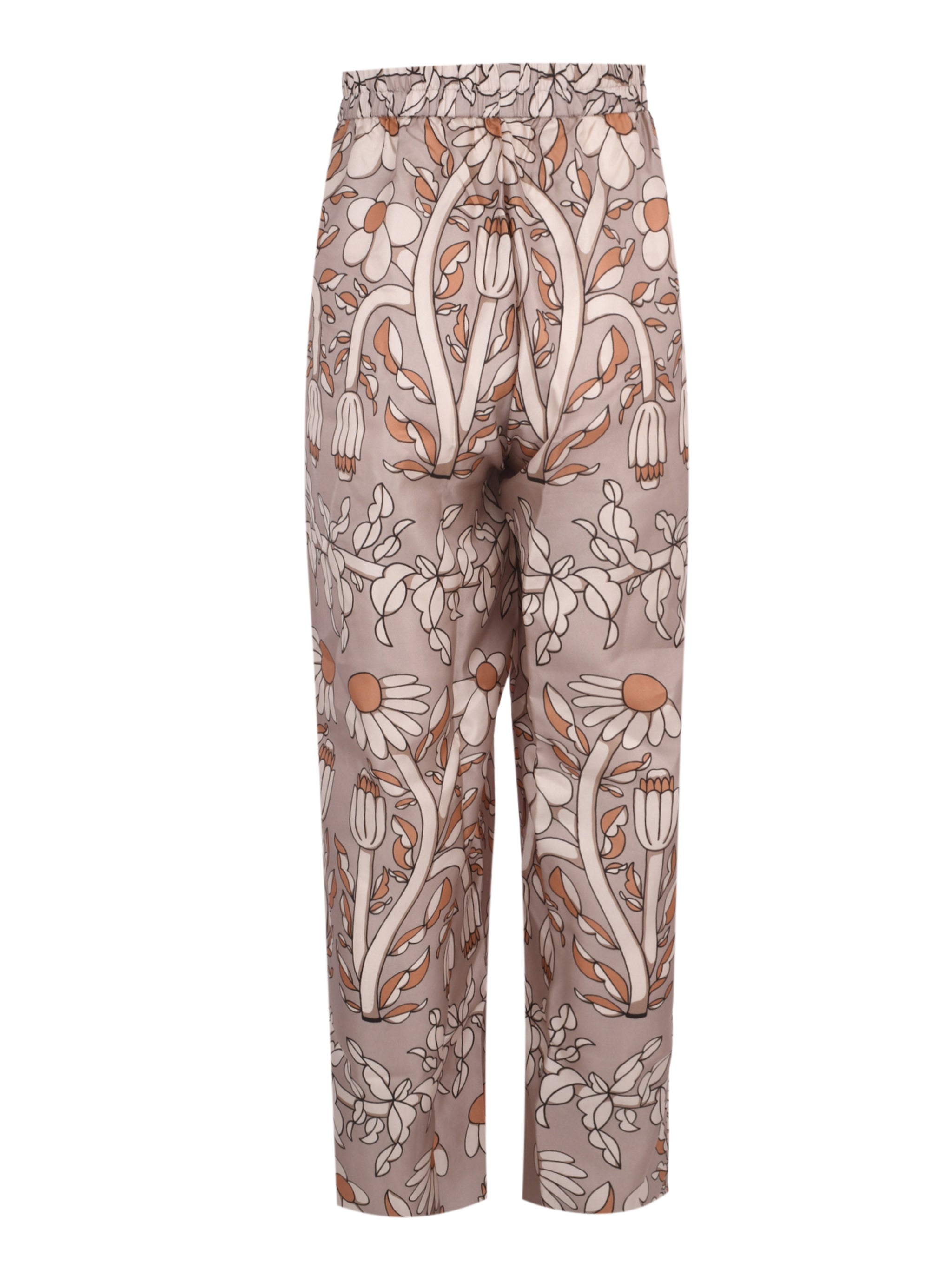 Fia twill silk print straight leg long pant