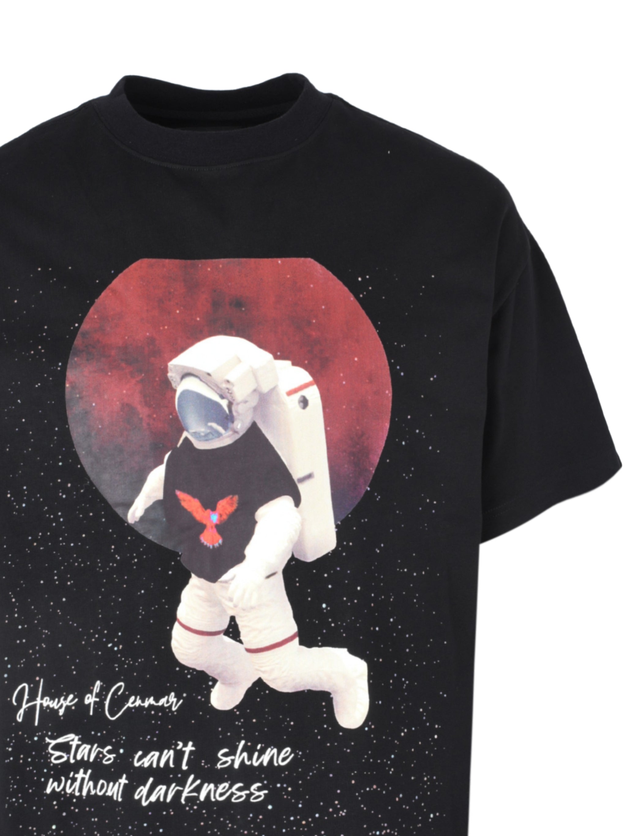 CENMAR BLACK ASTRONAUT FRONT PRINT T-SHIRT