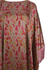 BROWN KAFTAN WITH DARK PINK ON THE SLEEVES