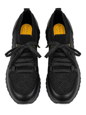 Wool-panelled leather sneakers