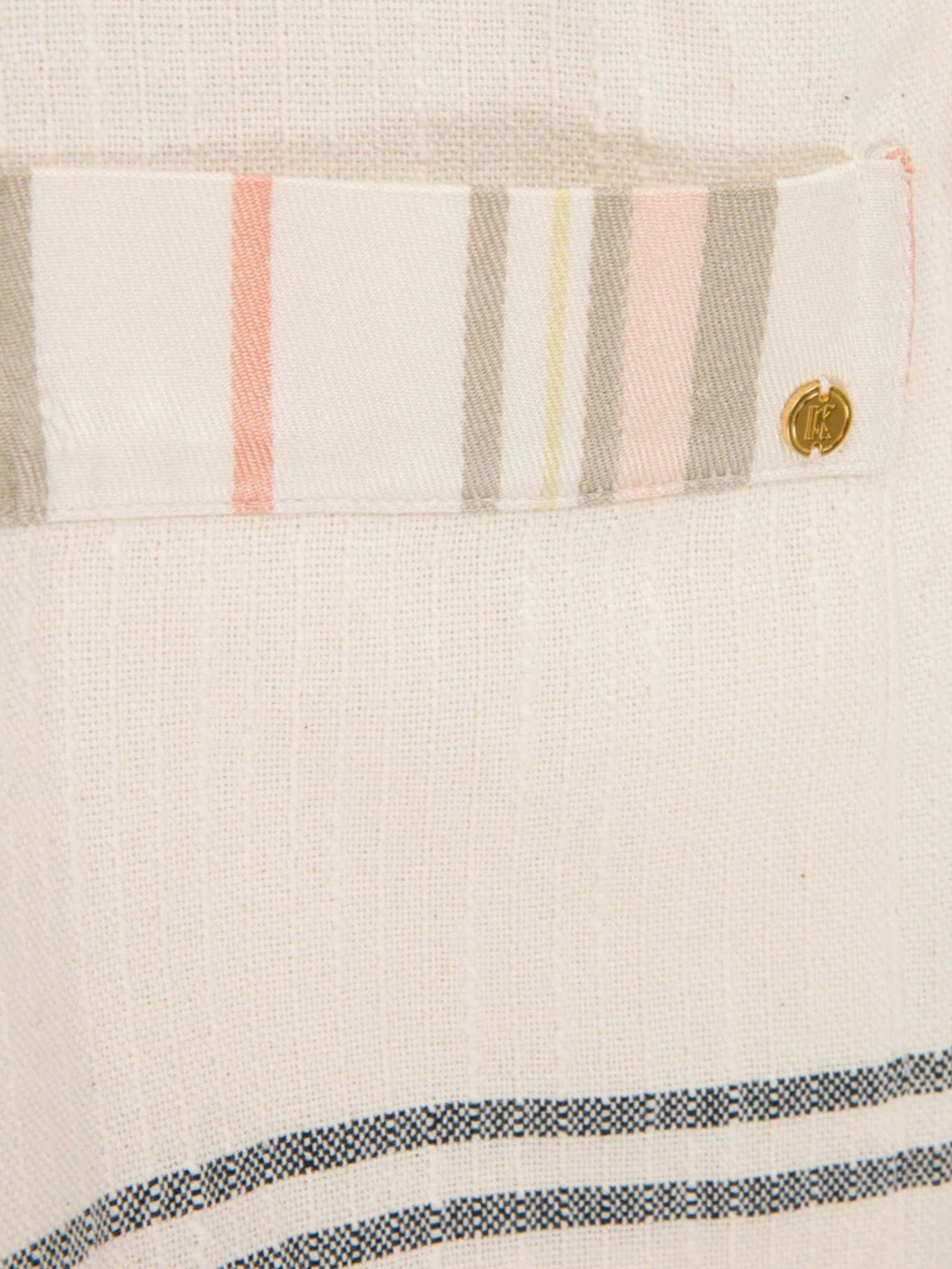 Pesthamal cotton short kimono with kutnu trim