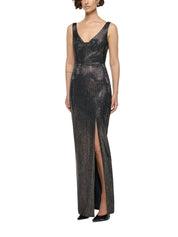 DRAPE NECKLINE DIAMANTE GOWN