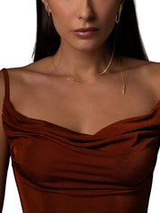 Scarf set of necklace and earrings in sterling silver & 18k gold vermeil and yellow cz
