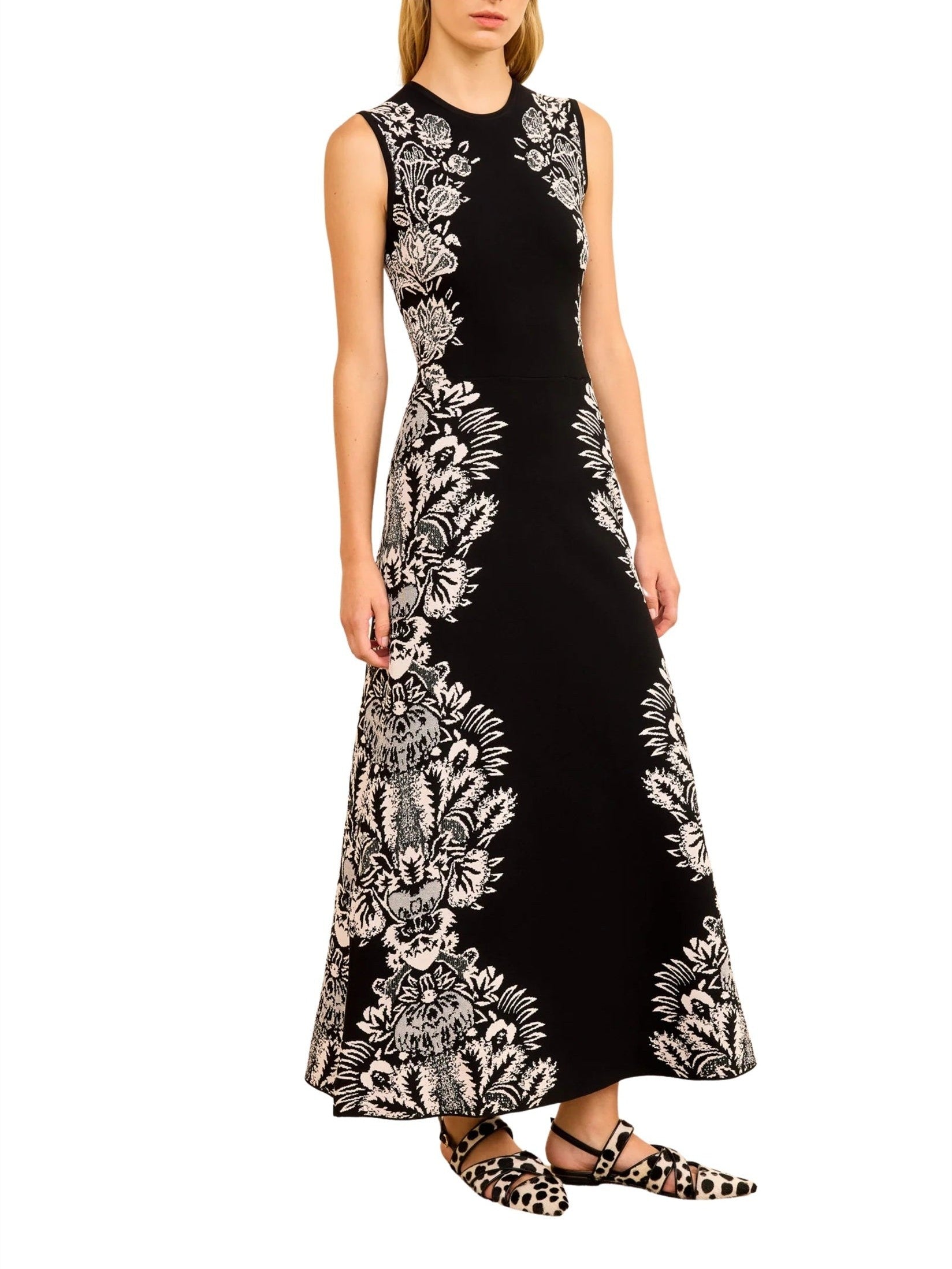 Liana Jacquard Long Dress – Noir