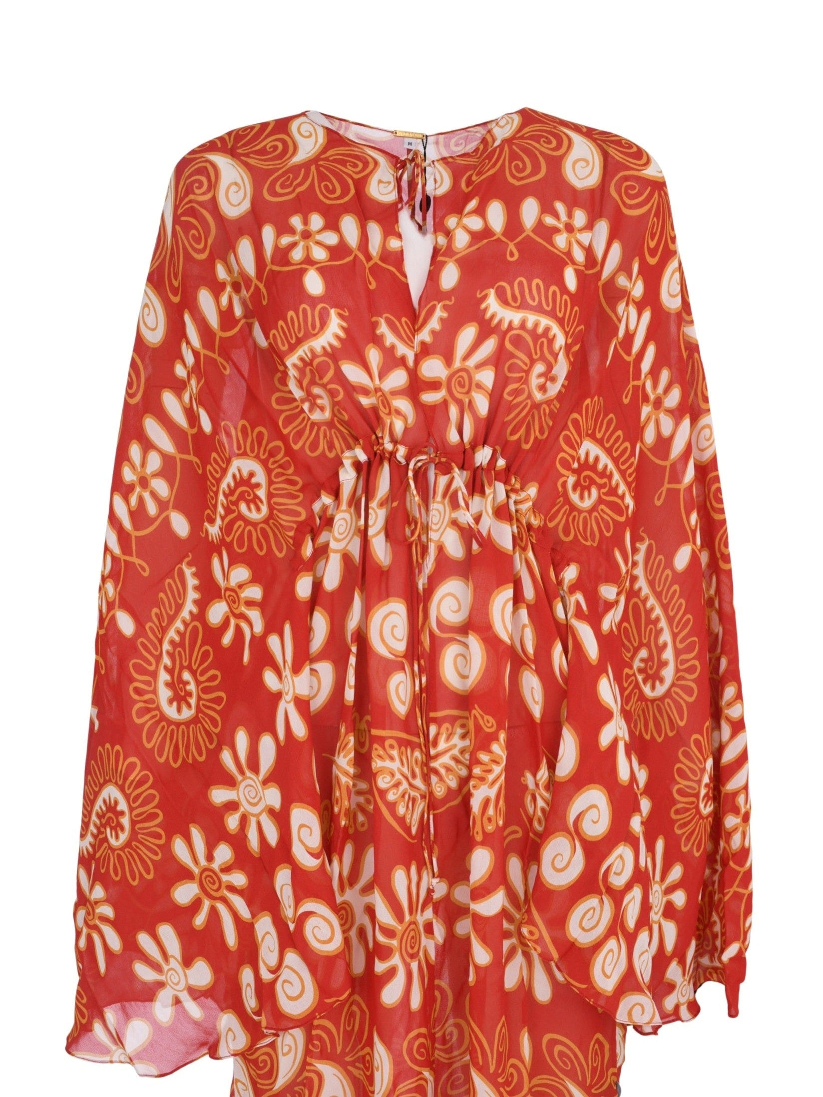 Deep v-neck kaftan featuring extra long flared sleeves