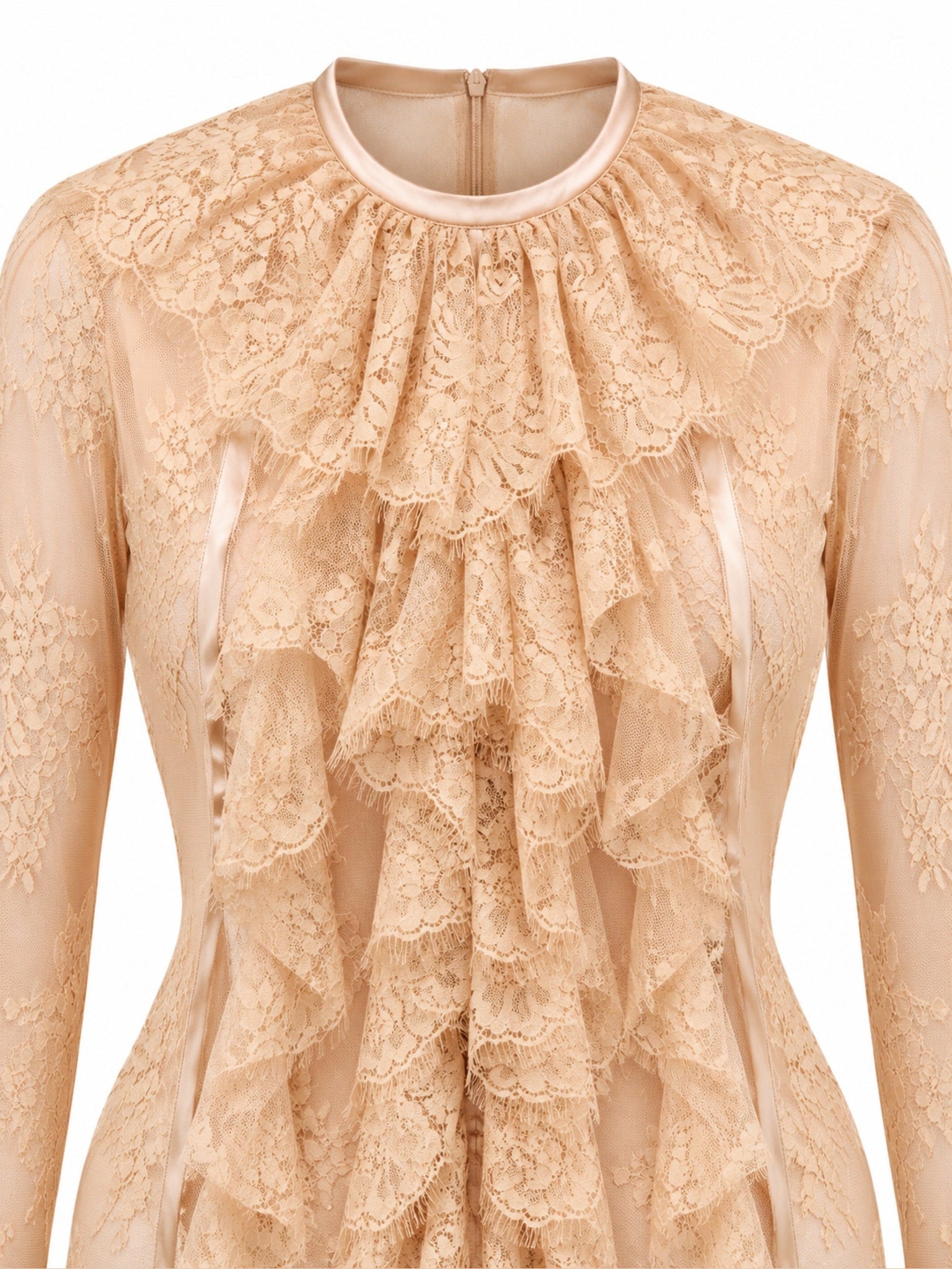 Ruffle-Detail Sheer Blouse