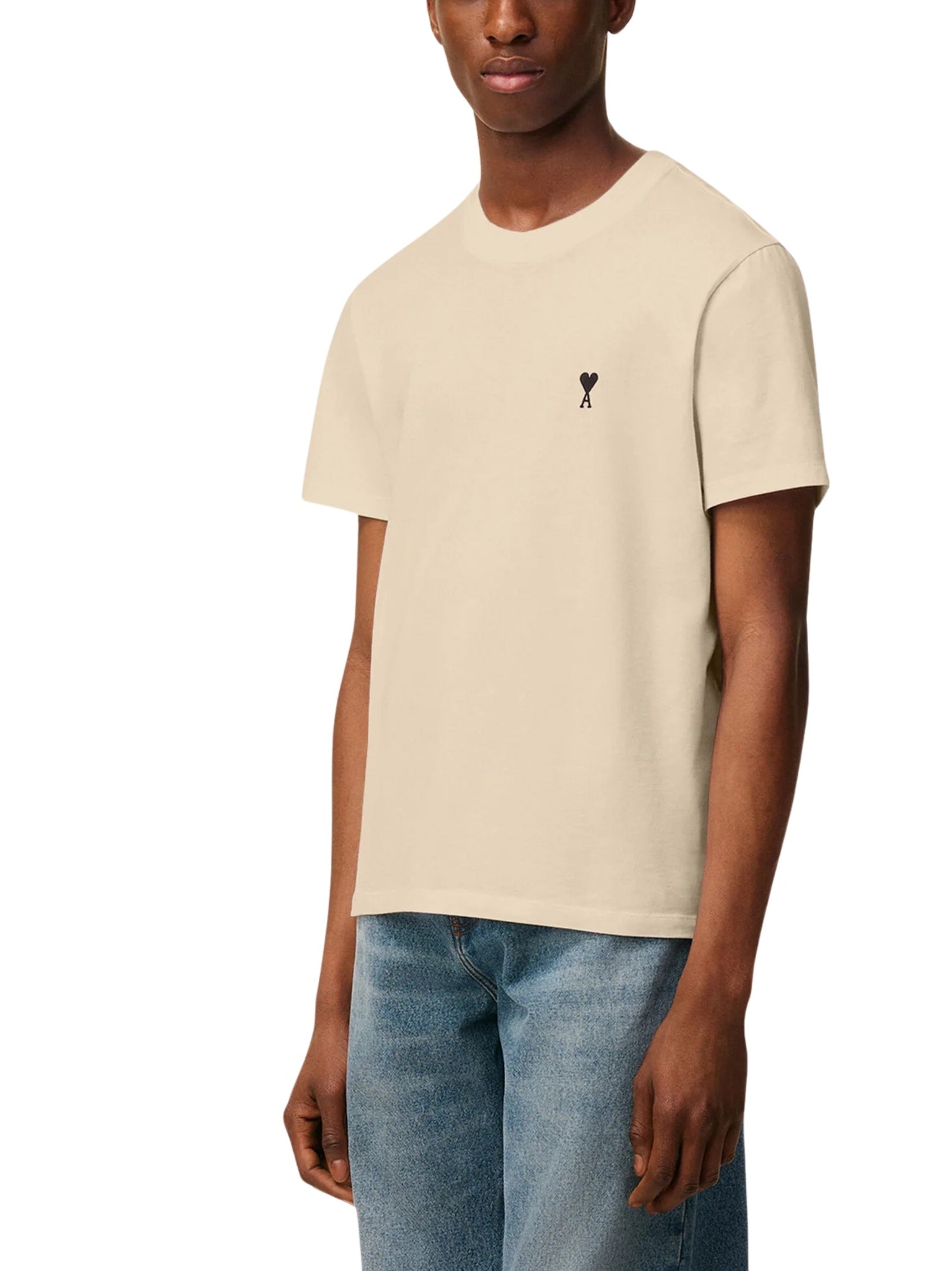 Beige cotton ami de coeur t-shirt