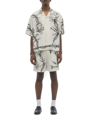 Inked camp collar shirt beige