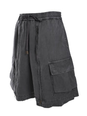 WASHED LAYERED ZIP-UP SHORTS