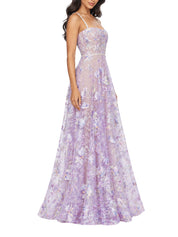 Midnight embroidered floral gown