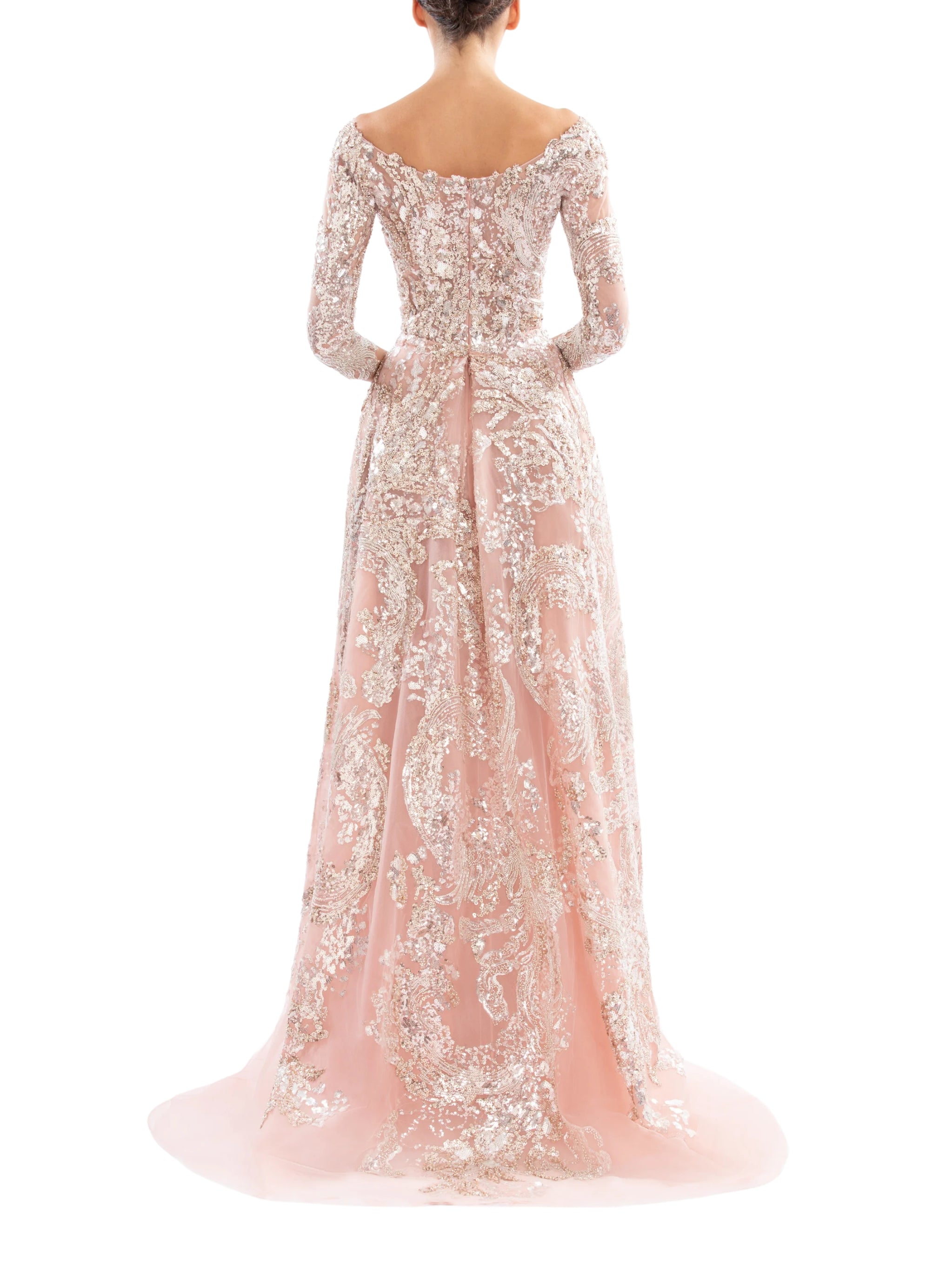 EMBROIDERED LONG DRESS WITH OVERSKIRT