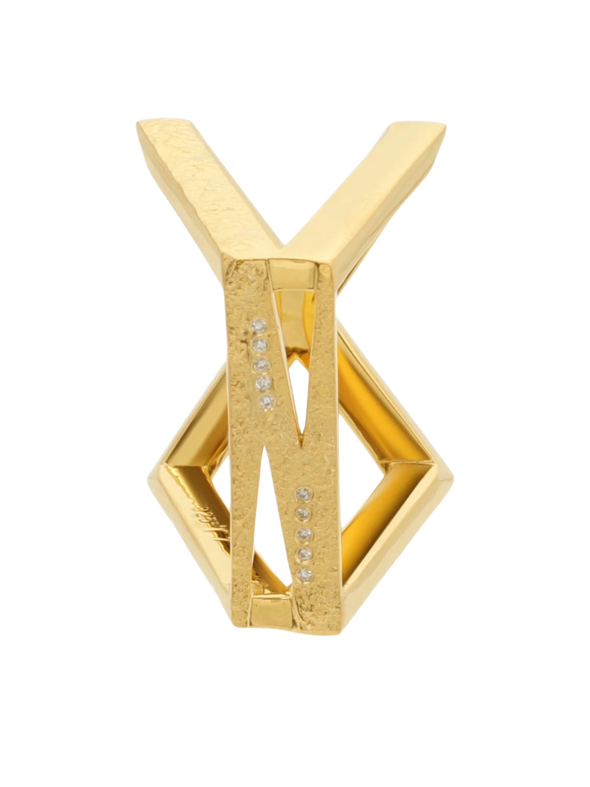 Najdi x ring in sterling silver & 18k gold vermeil and white cz